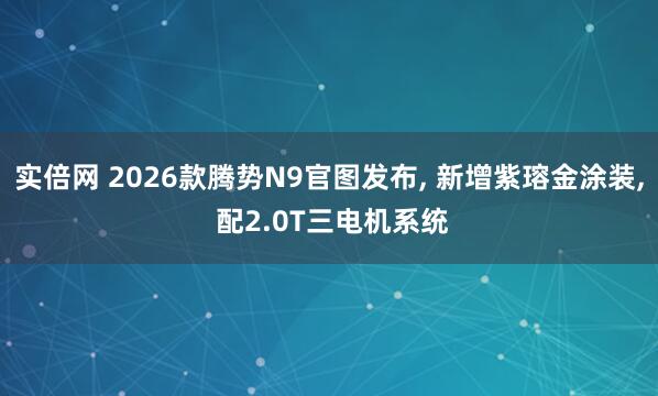 实倍网 2026款腾势N9官图发布, 新增紫瑢金涂装, 配2.0T三电机系统